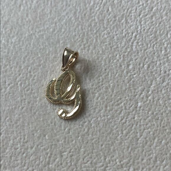 14k Solid Gold initial G Pendant | Initial or letter charm | perfect gift | - Picture 1 of 5